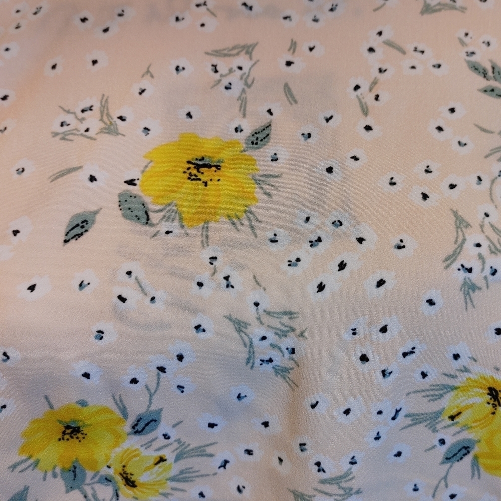 Floral Bell Sleeve Blouse S M L Yellow Boho Top Tie Sleeve Ruffle — image 7 of 8